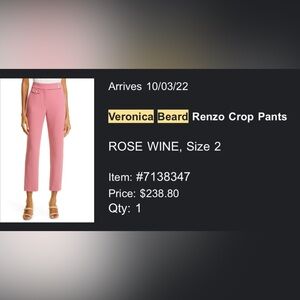 Veronica Beard Pant Rose colored size 2